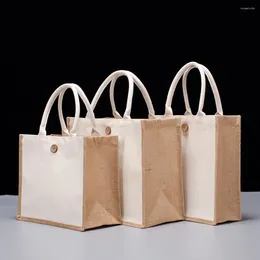 Opbergtassen jute jurlap tas tas grote capaciteit schouder winkelen draagbare milieuvriendelijke unisex handtas opvouwbare organisatie