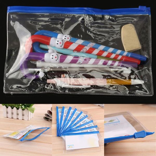 Sacs de rangement JX-LCLYL en plastique transparent école examen papeterie étui crayon stylo gomme sac zippé pochette