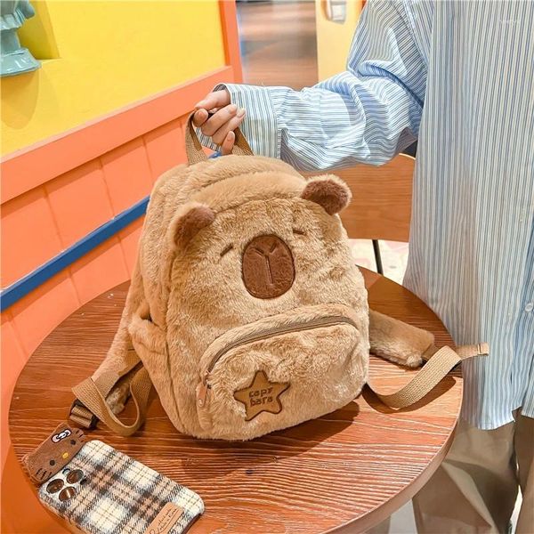 Sacs de rangement Kawaii Capybara sac à dos grande capacité sac à bandoulière peluche poupée jouet pour voyage cadeaux d'anniversaire