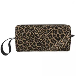 Sacs de rangement Kawaii ornements ethniques imprimé léopard trousse de toilette de voyage femmes peau d'animal cosmétique maquillage beauté Dopp Kit