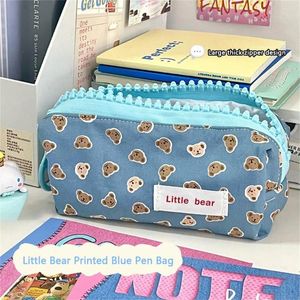 Sacs de rangement Kawaii Crayon Cas Mignon Sac Coréen Papeterie Cosmétiques Pochette Fournitures de Bureau Scolaire Ours Zipper