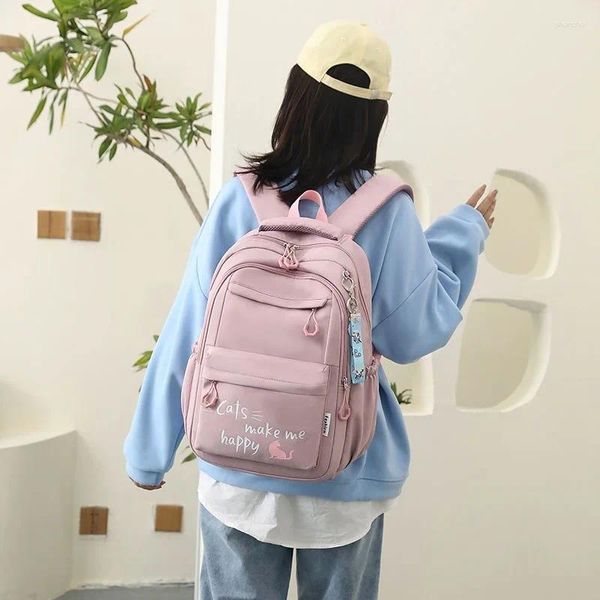 Bolsas de almacenamiento Mochila escolar Kawaii para niñas Linda bolsa de libros impermeable Adolescentes Estudiante universitario Bolsa de hombro de viaje grande