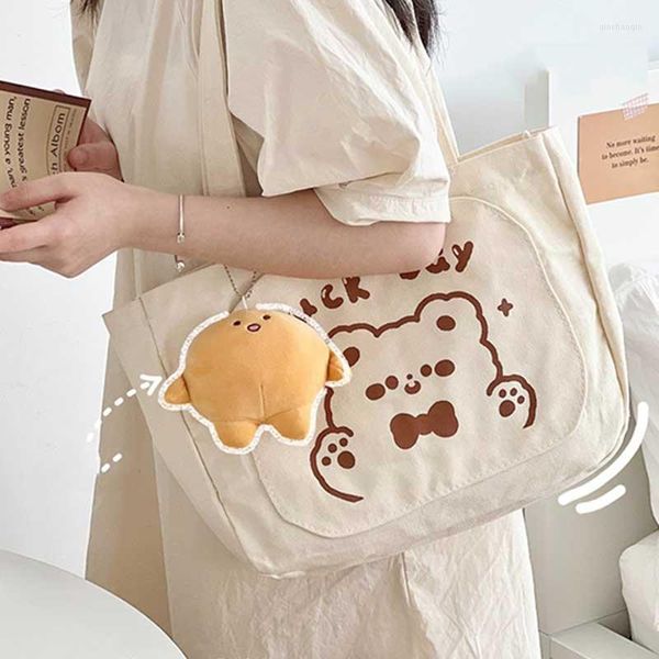 Sacs de rangement Kawaii Femmes Dessin animé Sac à provisions Mignon Casual Satchel Filles Pochette à bandoulière Douce Toile imprimée Diagonale Cross School