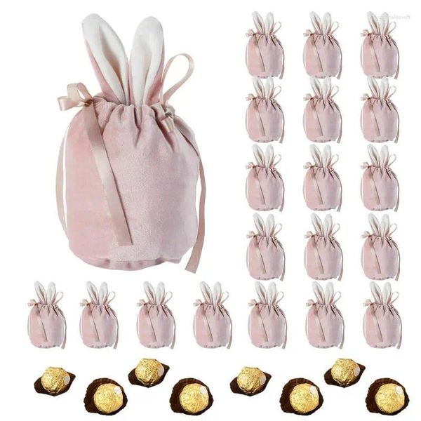 Sacs de rangement pour bonbons pour enfants, pochettes à cordon de serrage en velours pour Pâques, Design de cadeaux de fête