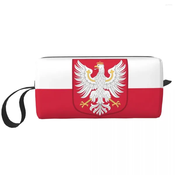 Sacs de rangement Sac de maquillage de drapeau de la Pologne pour les femmes Organisateur de voyage de voyage Kawaii Tobetrate
