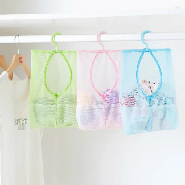 Bolsas de almacenamiento Baño de cocina Ropa colgante Bolsa de malla Mesh juguete para bebés clasificador de gancho multifuncional