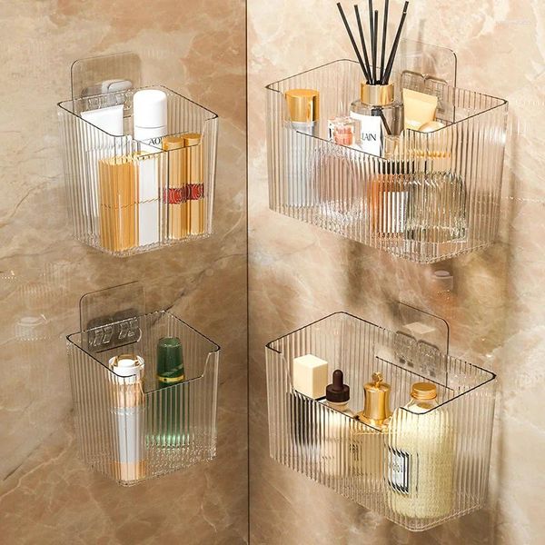 Sacs de rangement Cuisine Salle de bain Miroir Armoire Boîte Étagère murale sans poinçon évier tube de toilette