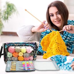 Sacs de rangement Tricoting Yarn Organisateur Multifonctionnel Vintage Bag Project for Needles Crochet Hook
