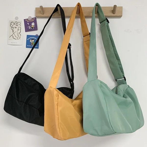 Sacs de rangement Sac à bandoulière en toile coréenne pour femmes 2024 Nylon imperméable femme sacs à main fille étudiant épaule messager livre cartables