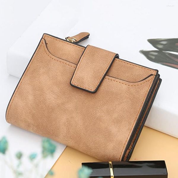 Bolsas de almacenamiento Moda coreana Carteras cortas Clips para dinero Cremallera PU Cuero Monedero de alta calidad Titular de la tarjeta Multi Slot Mujeres