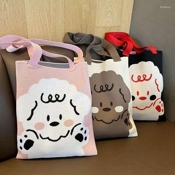 Sacs de rangement Style coréen mignon mouton tricoté sac à bandoulière dessin animé mode grande capacité fourre-tout main transportant les femmes