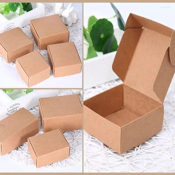 Sacs de rangement Kraft Papier Boîte d'avion Plier Épaississement Multi Taille Manuel Carton Carré Cosmétique Bijoux Bonbons Cadeau Monnaie Emballage Boîtes