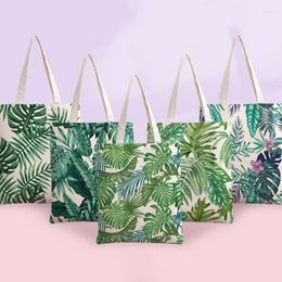 Sacs de rangement Lady fourre-tout feuilles vertes imprimé tissu Eco sac à main haute capacité Shopping bureau réutilisable sac à bandoulière décontracté