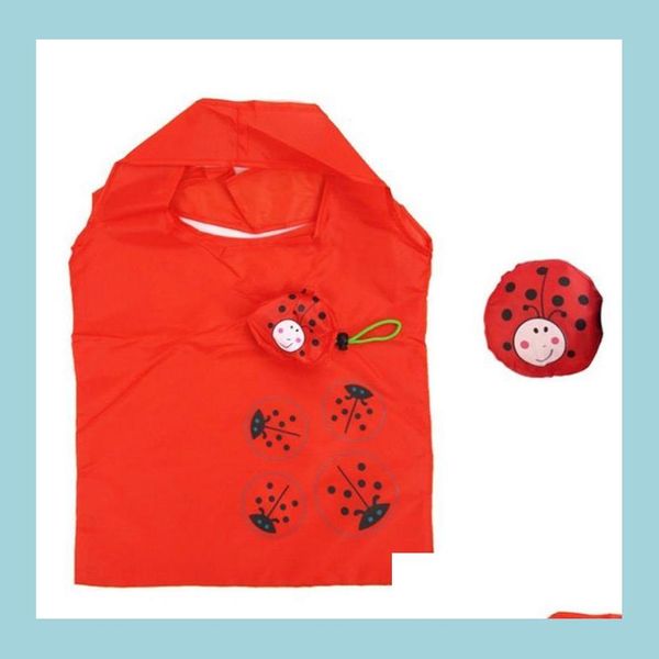 Sacs De Rangement Coccinelle Maison Articles Divers Organisation Fourre-Tout Coccinelle Sac Pliant Pliable Écologique Dessin Animé Boutique Rouge Grande Capacité Drop Dhdor