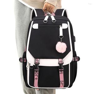 Sacs de rangement Sac à dos pour ordinateur portable pour filles College Sac à dos en plein air avec port de charge USB 27L Grande capacité Loisirs pour femmes