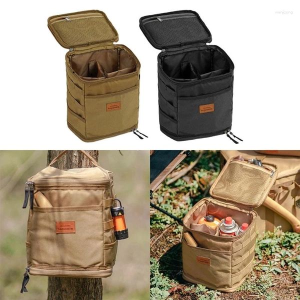 Sacs de rangement Grand sac de camping Panier de pique-nique Cuisinière à gaz Pots Organisateur Outil de plein air Voyage Portable Drop