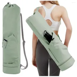 Sacs de rangement Sac de tapis de yoga d'exercice de grande capacité Sac de sport en toile à fermeture éclair complète imperméable avec sac à dos de transport de poche pour bouteille d'eau