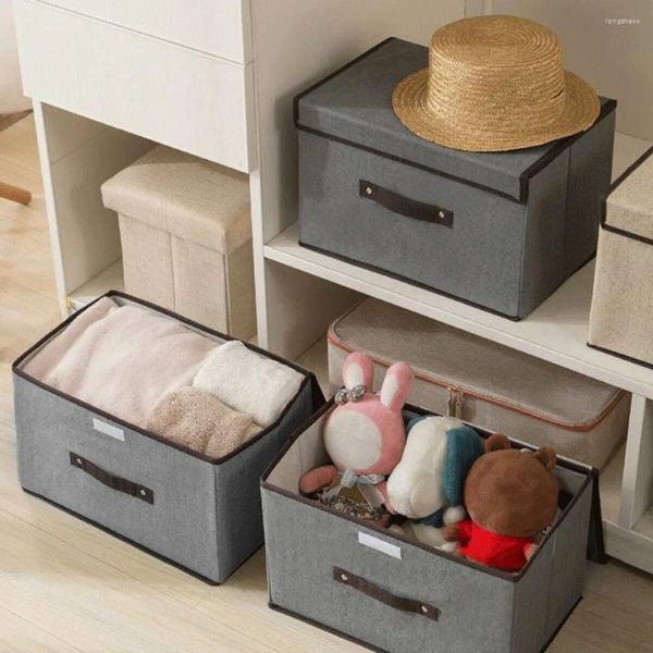 Sacs de rangement Boîtes pliables de grande capacité ménage durable avec couvercle jouet / livre organisateur toile plissée en tissu pliant panier