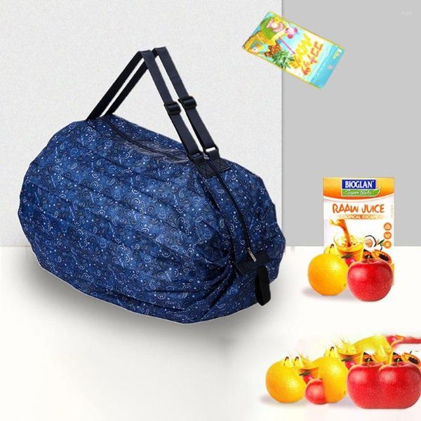 Bolsas de almacenamiento de gran capacidad para comestibles, plegable con asas, bolsa de playa azul púrpura, tela Oxford, compras plegables