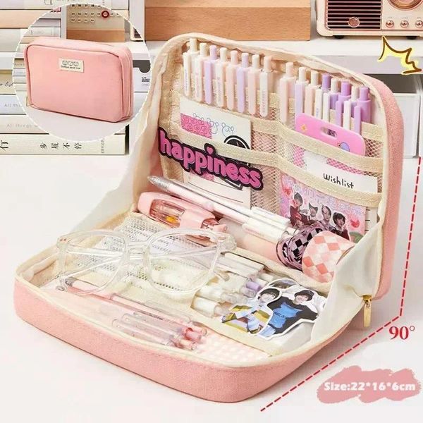 Sacs de rangement Boîtes à crayon de grande capacité Kawaii pour filles mignonnes coréennes de papeterie d'école fournit l'organisateur de la pochette à stylo