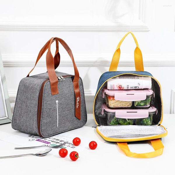 Bolsas de almacenamiento grandes capacidad portátil oxford fresco fresco geometría impermeable bolso de almuerzo térmico para mujer cajas de comida comida picnic comida