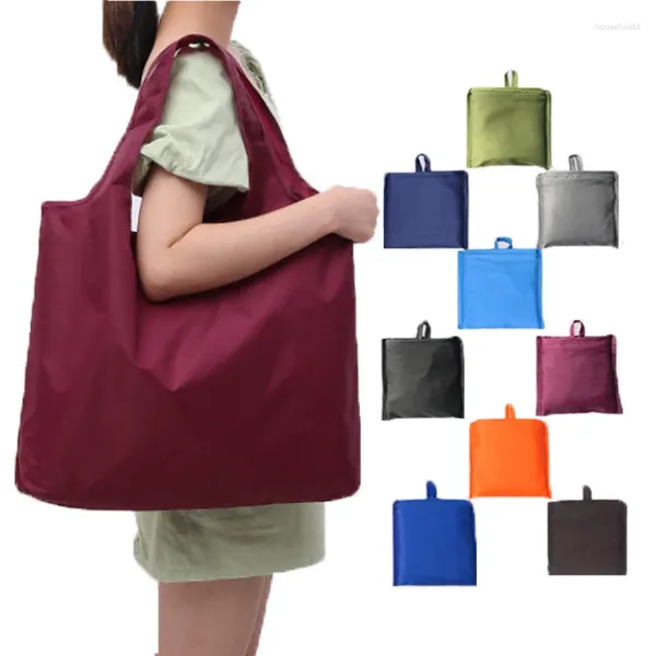 Sacs de rangement Grand sac à provisions écologique réutilisable portable Oxford lavé sac à main d'épicerie fourre-tout pochette pliable sac à main à bandoulière de voyage