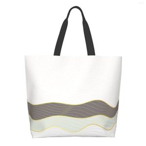 Sacs de rangement grand sac fourre-tout pour femmes réutilisable plage école épaule Shopper sac décontracté toile motif mer vague