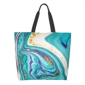 Sacs de rangement grand sac fourre-tout pour femmes réutilisable école de plage sac à bandoulière décontracté toile marbre peinture à l'huile