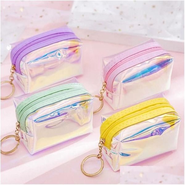 Sacs de rangement Laser Cosmétique Sac Femmes Maquillage Cas Pvc Transparent Beauté Organisateur Pochette Femelle Gelée Dame Maquillage Drop Livraison Maison OT35X