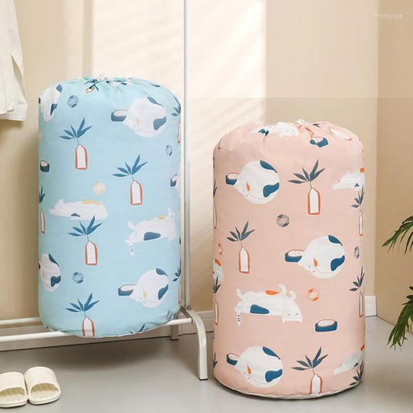 Sacs de rangement sac à linge grande capacité animaux mignons fermeture à cordon bleu/rose panier organisateur pour chambre 45 X 82 cm RE