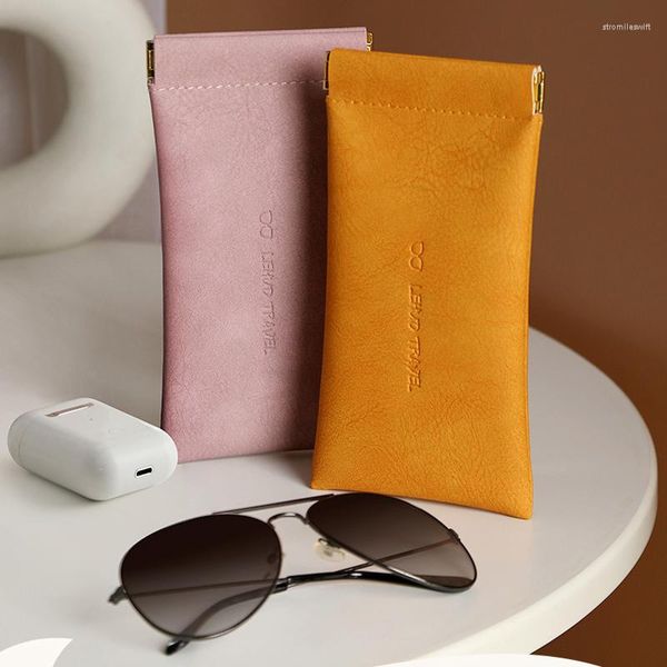 Sacs de rangement sac à lunettes en cuir fermeture automatique lunettes de soleil Storager Portable pochette étanche housse de protection lunettes