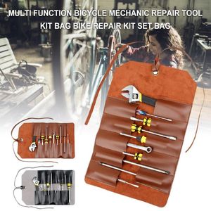 Opbergzakken lederen multi -functie fiets monteur reparatie gereedschapskit tas schroeven noten boor hardware auto handbagstorage