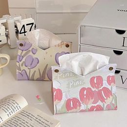 Sacs de rangement boîte de tissus en cuir beauté des articles de sac imperméables organisateur kpop mignon choses chambre salon simple