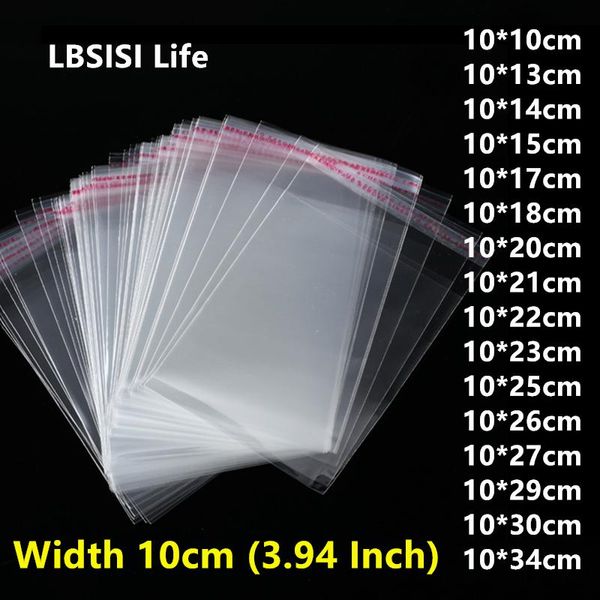 Sacs de rangement Life 500pcs 10cm de large en plastique transparent adhésif Transparent Poly alimentaire bonbons bijoux cadeau emballage petit stylo BagStorage