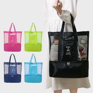 Bolsas de almacenamiento Bolsa de aislamiento térmico ligero Almuerzo de mano Enfriador aislado Picnic Malla Tote de playa Bebida de alimentos Bolsas impermeables Almacenamiento YFA2001