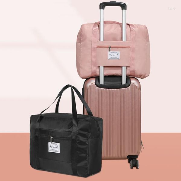 Bolsas de almacenamiento, bolso de lona de viaje ligero, organizador de equipaje plegable de gran capacidad, bolsa de cosméticos portátil para ropa de fin de semana