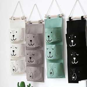 Opbergzakken Linnen Muur Hangende Tas 3 Zakken Leuke Kleding Organizer Closet Kinderkamer Pouch Home Decor