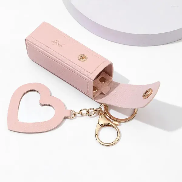 Bolsas de almacenamiento Gloss Gloss Keychain elegante Bolsa de lápiz labial con corazón Mini recipiente de langosta de langosta de cuero falso