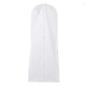 Sacs de rangement longue robe de mariée sac couverture soirée poussière vêtement de mariée non tissé blanc durable