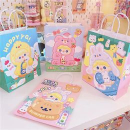 Opbergtassen Lovely Girl Paper Candy Bag Kraft Portable Gift Biscuit Packaging Children#39; s Birthday Party Decor