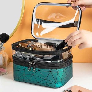 Opbergtassen ltifunction Reizen Duidelijke Make-up Tas Mode Diamant Cosmetische Tas Waterdichte Dames Opslag Make-up Cases met Twee Ritsenvaiduryd