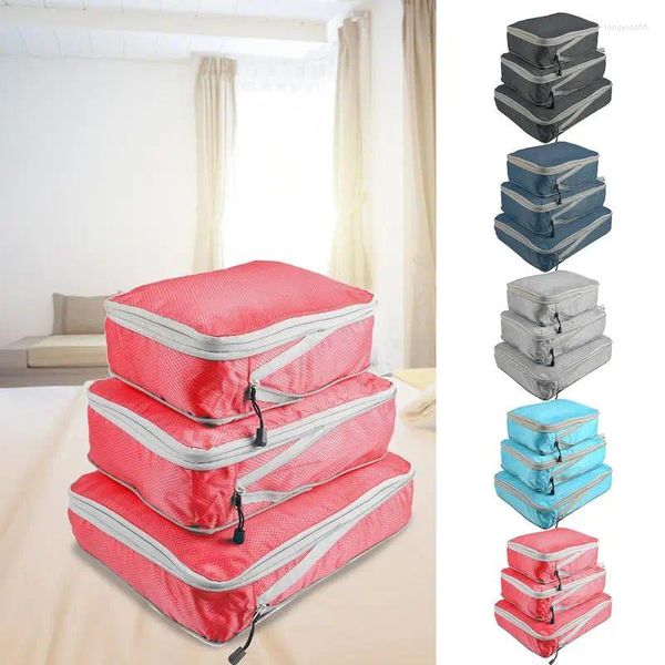 Bolsas de almacenamiento Bolsa de equipaje Organizador de viajes plegable Cubos de embalaje portátiles para una maleta de gran capacidad impermeable