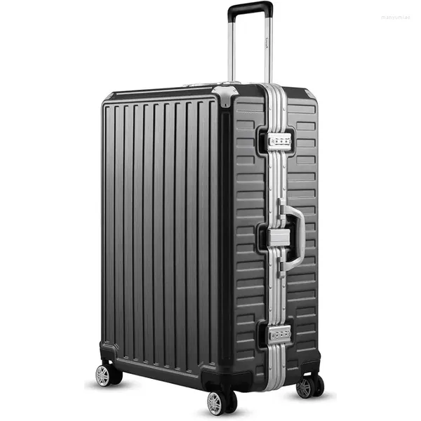 Sacs de rangement LUGGEX 28 pouces bagages avec cadre en aluminium polycarbonate sans fermeture à glissière grande valise à coque rigide 4 métal