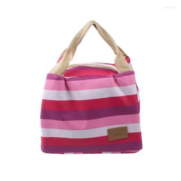 Sacs de rangement sac à déjeuner mode rayure pique-nique isolé nourriture frais voyage fermeture éclair boîte fourre-tout Bento pochette pour femmes hommes #45