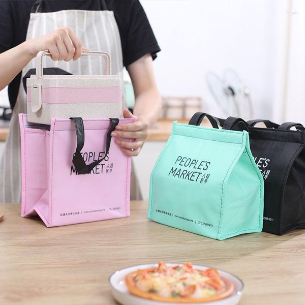 Bolsas de almacenamiento Bolsa de almuerzo Aislamiento frío Simplicidad Picnic Estuche de transporte Caja térmica portátil Bento Bolsa Contenedor de alimentos