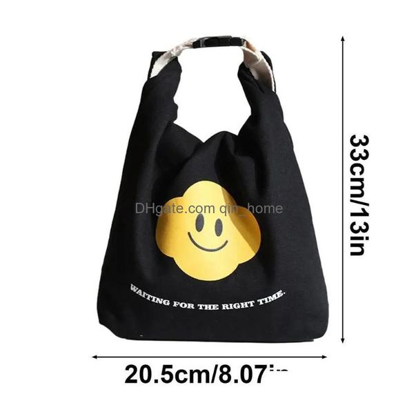 Sacs de rangement Sac à lunch avec poignée élargie Sac fourre-tout alimentaire thermique réutilisable pour voyager Cam pique-nique enfants fournitures de cuisine Drop Deli Dhftd