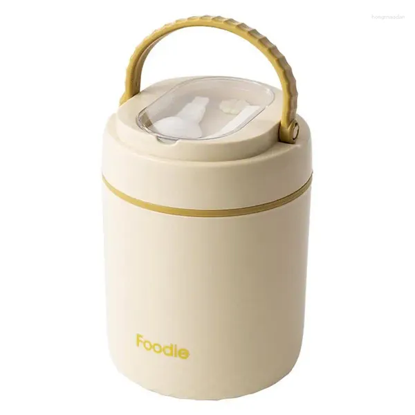 Sacs de rangement Déjeuner Pot de nourriture thermique pour enfants Conteneur de soupe de grande capacité Joint Bol étanche avec poignée pliante