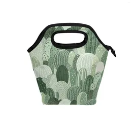 Sacs de rangement sac fourre-tout vert cactus isolée refroidisseur thermique réutilisable portable sac à main incurable étanche femme pique-nique