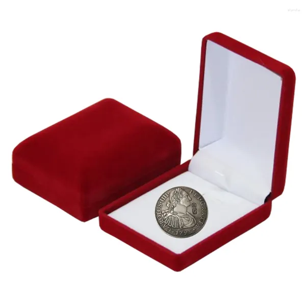 Sacs de rangement Boîte de badge de broche de luxe Petite médaille bijoux de monnaie antique Boîte d'organisateur / broche Affichage Badges Collectibles