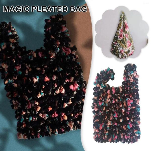Sacs de rangement Extension magique Fold Tote Flexible Stretch Mini sac à grande capacité de grande capacité Paddy Elastic Polyester Shopping Handsbag